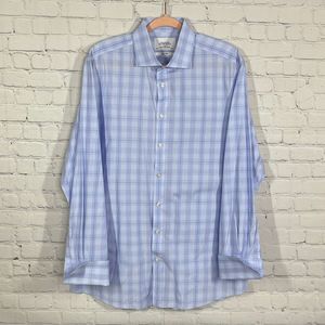 Charles Tyrwhitt  Shirt Adult Extra Large 17/35 Blue Pink Button Up Plaid Mens